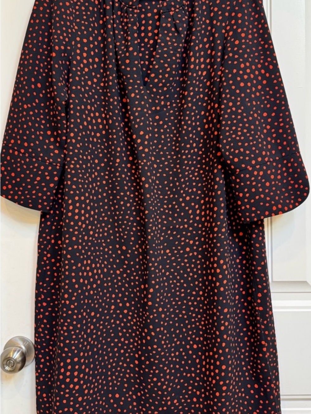 Women Black Dress with Red Dot Print